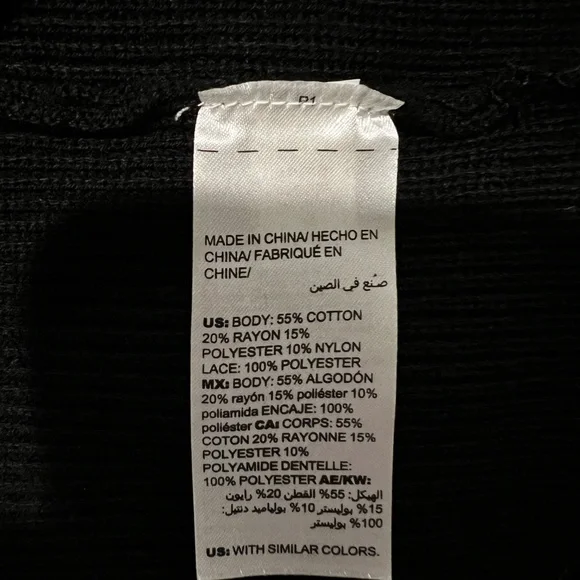 Chico's Black Size Large Lace Sleeve Pullover Sweater - Picture 7 of 8